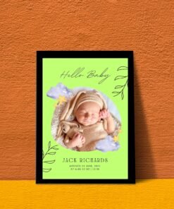 Personalized Baby Birth Stats Wall Frames – Perfect Birthday Gifts for Baby Boy or Girl