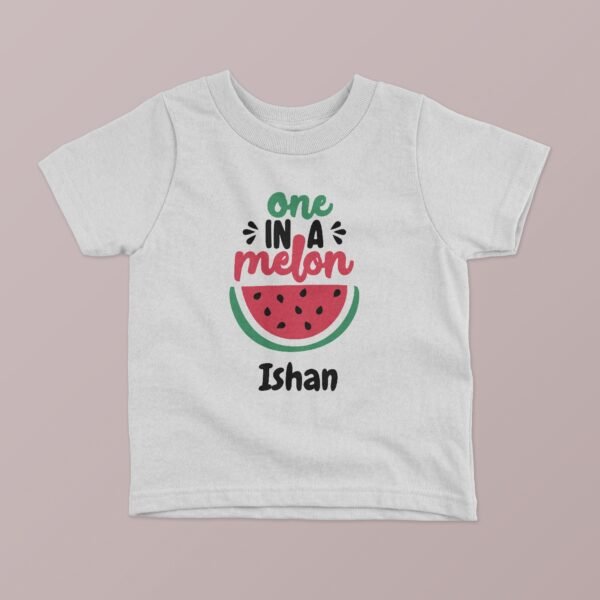 One in a Melon" Kids Custom Name T-Shirt – Personalized Cotton Tees for Children - Image 2