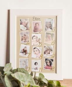 Personalized Baby First Year Photo Collage Wall Frames – Perfect First Birthday Gifts for Baby Boy or Girl