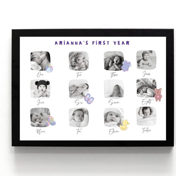 Personalized Baby First Year Photo Collage Wall Frames – Perfect First Birthday Gifts for Baby Boy or Girl