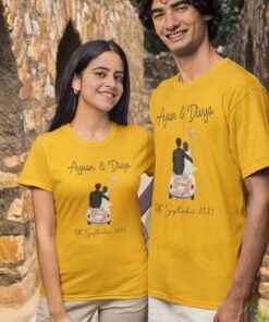 Personalised Couple T-Shirts for Pre-Wedding Photo Shoots and Anniversary Gifts