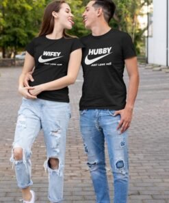 Hubby & Wifey Couple T-Shirts for Pre-Wedding Photo Shoots and Anniversary Gifts
