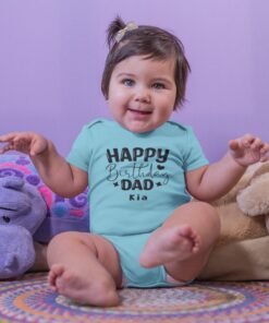 Happy Birthday Daddy Romper for Newborns – Personalized Baby Outfit with Custom Name | Cute Gift for New Dads & First Birthday as a Father"