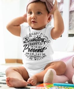 Custom Happy Birthday Daddy Rompers for Newborns – Personalized Baby Apparel