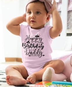 Custom Happy Birthday Daddy Rompers for Newborns – Personalized Baby Onesie Gift from Baby | Unique Birthday Outfit for Dad