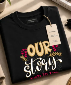 Black Oversized t-shirt with couple t-shirt design custom names and wedding date