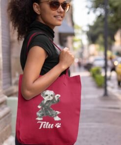 Alternative view of Custom Pet Portrait Zipper Tote Bag | Unique Personalized Gift for Pet Lovers