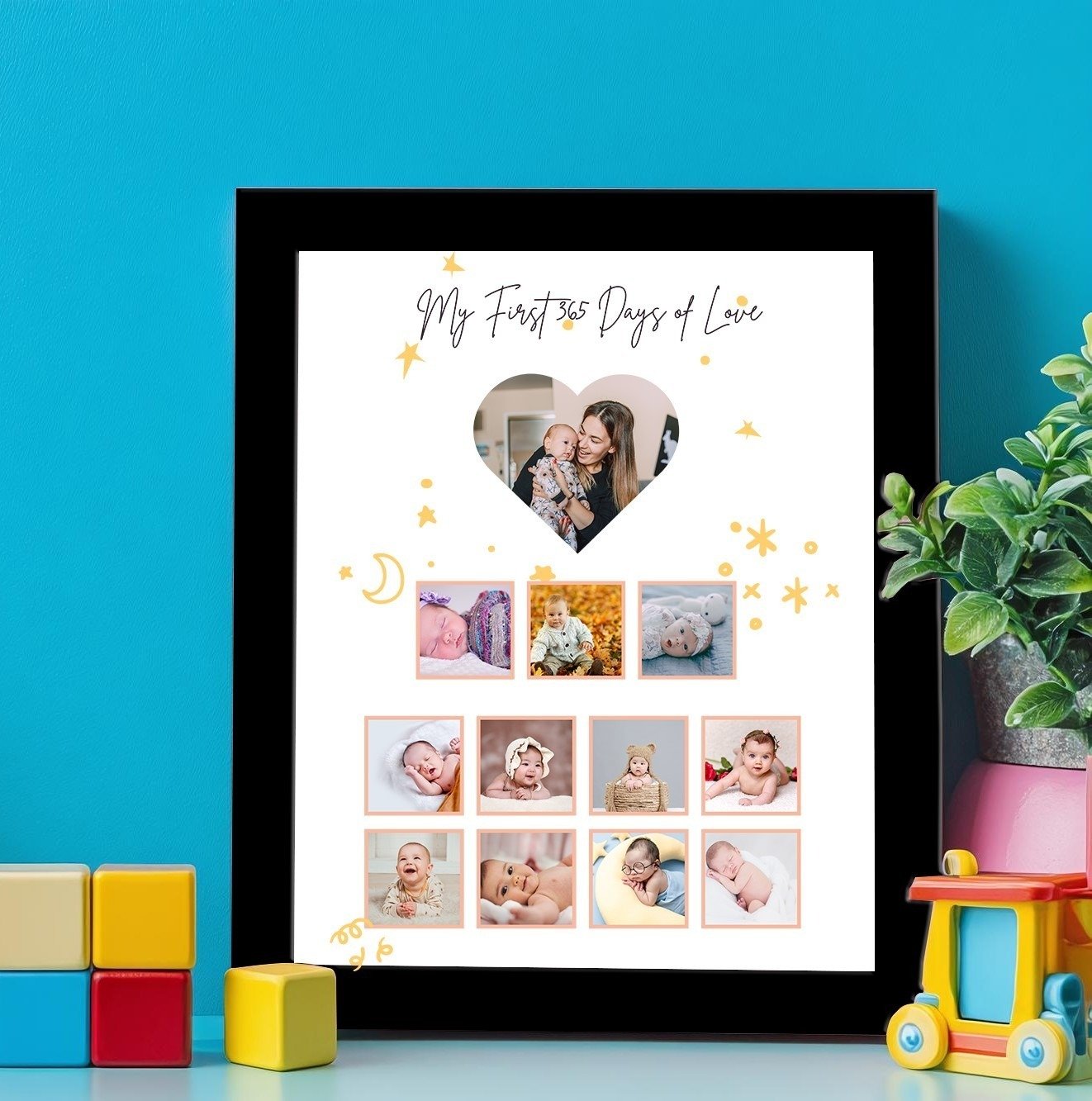 Personalized Baby First Year Photo Collage Wall Frames – Perfect First Birthday Gifts for Baby Boy or Girl