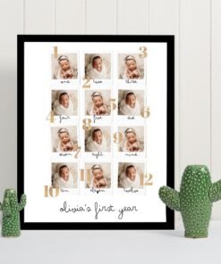 Personalized Baby First Year Photo Collage Wall Frames – Perfect First Birthday Gifts for Baby Boy or Girl