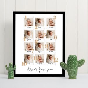 Personalized Baby First Year Photo Collage Wall Frames – Perfect First Birthday Gifts for Baby Boy or Girl