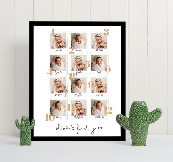 Personalized Baby First Year Photo Collage Wall Frames – Perfect First Birthday Gifts for Baby Boy or Girl
