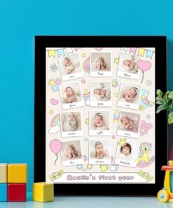 Personalized Baby First Year Photo Collage Wall Frames – Perfect First Birthday Gifts for Baby Boy or Girl