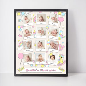 Personalized Baby First Year Photo Collage Wall Frames – Perfect First Birthday Gifts for Baby Boy or Girl