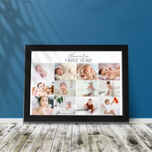 Personalized Baby First Year Photo Collage Wall Frames – Perfect First Birthday Gifts for Baby Boy or Girl