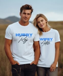 Hubby & Wifey Custom Couple T-Shirts with Personalized Names – Matching His and Hers Shirts for Couples, Ideal Gift for Anniversaries or Special Occasions