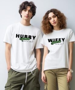 Hubby & Wifey Custom Couple T-Shirts with Personalized Names – Matching His and Hers Shirts for Couples, Ideal Gift for Anniversaries or Special Occasions
