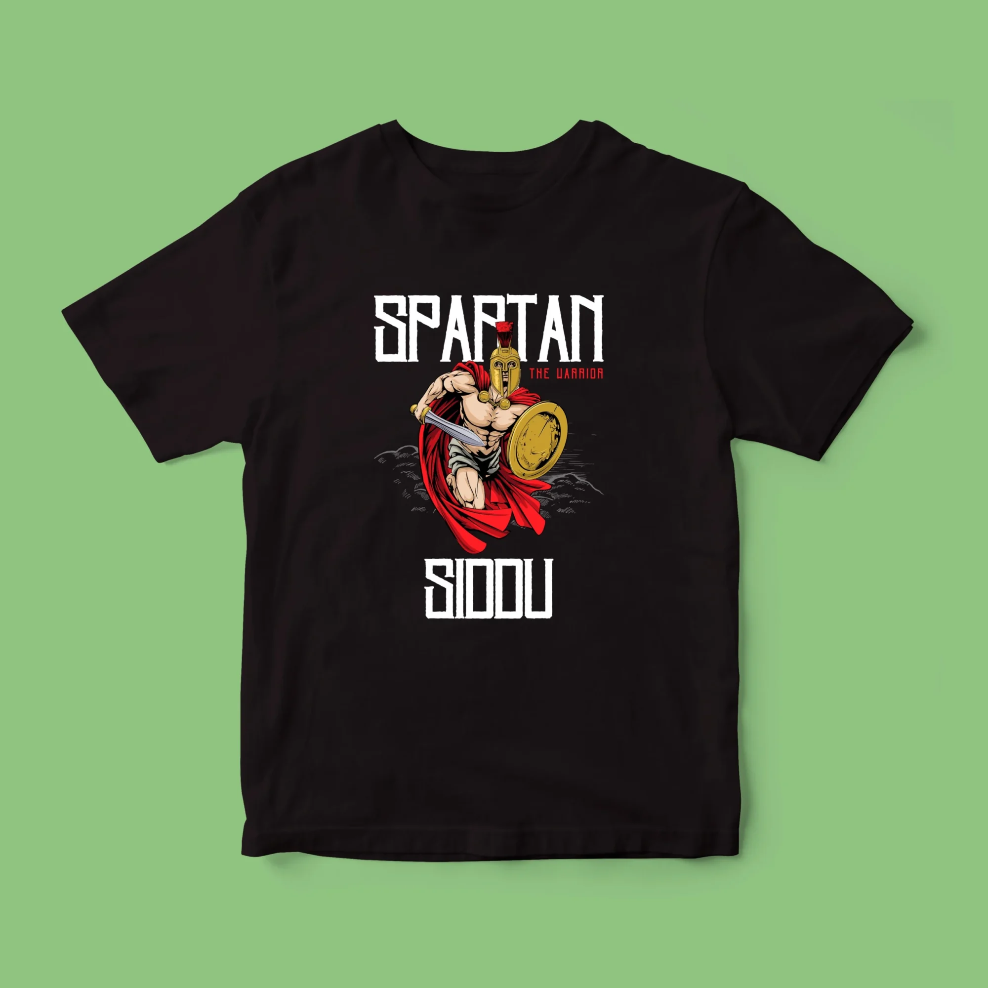 Personalized Kids' Custom Name T-Shirt featuring a bold Spartan design, crafted from premium cotton with high-quality printing – a unique and stylish custom tee for children.