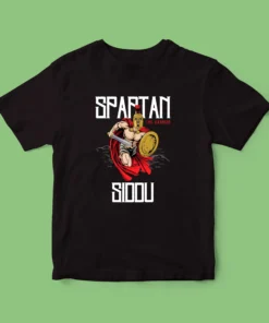 Personalized Kids' Custom Name T-Shirt featuring a bold Spartan design, crafted from premium cotton with high-quality printing – a unique and stylish custom tee for children.