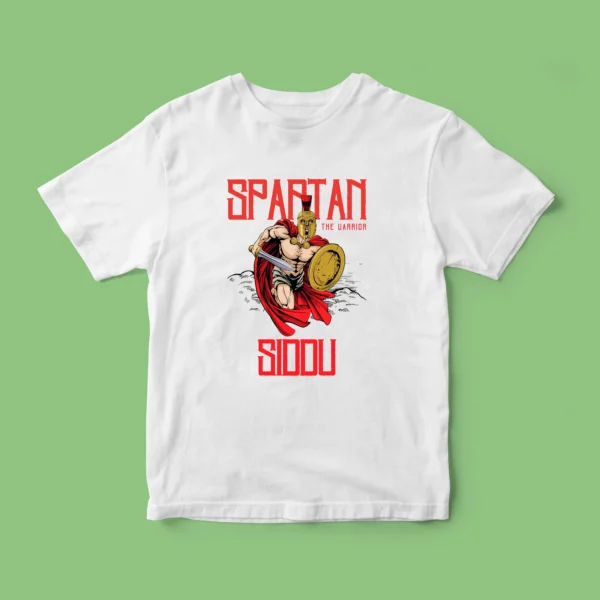 Personalized Kids' Custom Name T-Shirt featuring a bold Spartan design, crafted from premium cotton with high-quality printing – a unique and stylish custom tee for children.