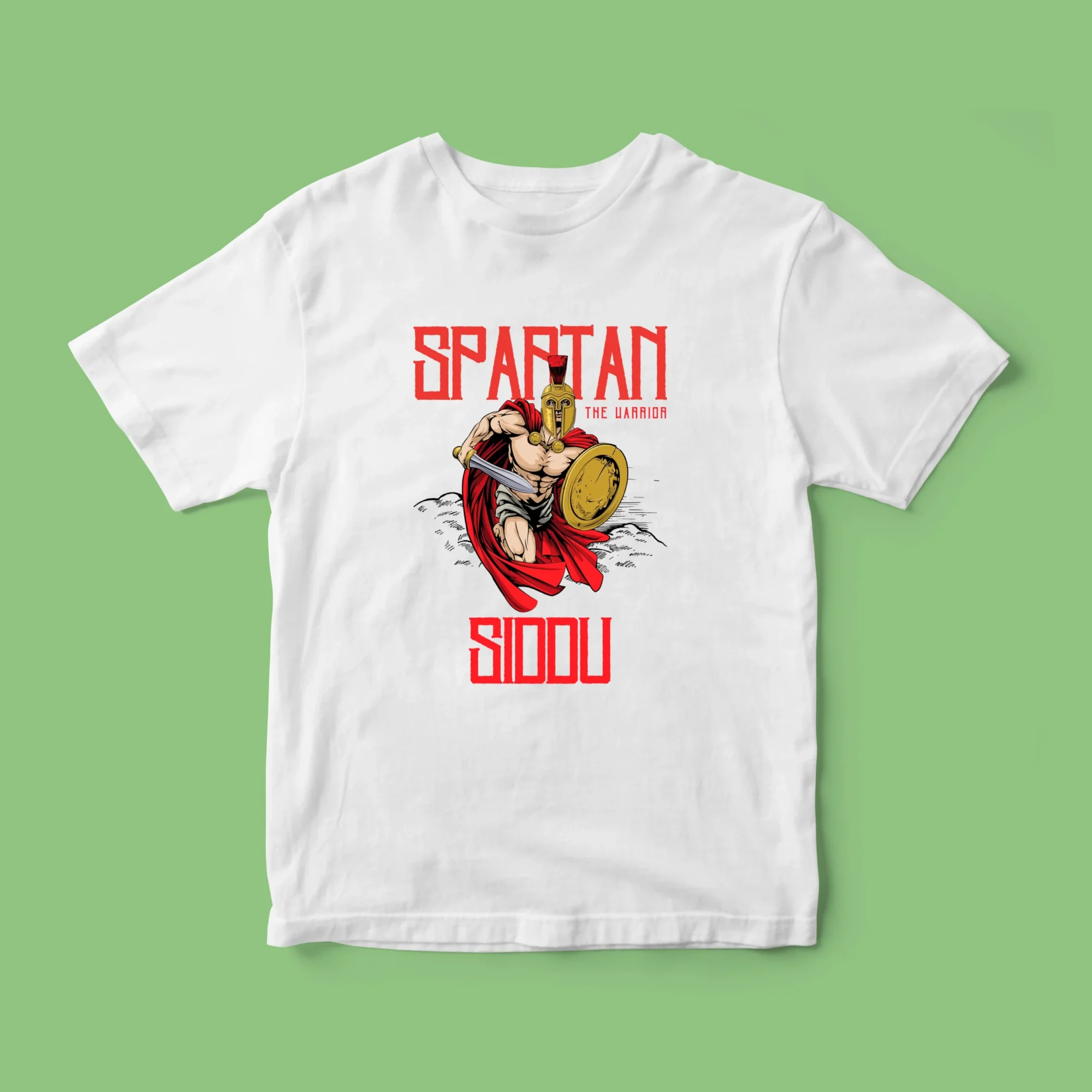 Personalized Kids' Custom Name T-Shirt featuring a bold Spartan design, crafted from premium cotton with high-quality printing – a unique and stylish custom tee for children.