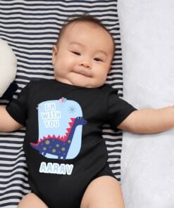 Personalized baby romper with 'I'm with You' design and custom name, perfect for a unique and adorable baby outfit.