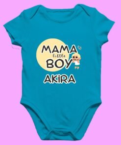 Personalized baby romper with 'Mama's Boy' design and custom name, perfect for a unique and adorable baby outfit.