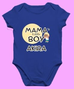 Personalized baby romper with 'Mama's Boy' design and custom name, perfect for a unique and adorable baby outfit.