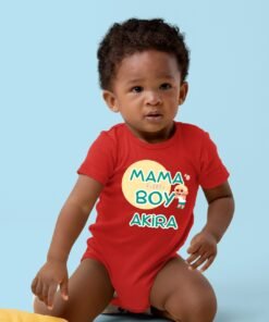 Personalized baby romper with 'Mama's Boy' design and custom name, perfect for a unique and adorable baby outfit.