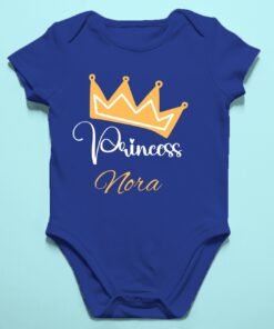 Personalized baby romper with 'Princess' design and custom name, perfect for a unique and adorable baby outfit.