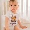 Personalized baby romper with 'Baby Mushroom' design and custom name, perfect for a unique and adorable infant onesie. Soft, cozy, and ideal for your little one."