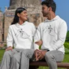 Customized Couple Hoodies with Custom Names and Holding Hands Design – Matching His & Hers Sweatshirts, perfect for personalized couple outfits and romantic matching apparel.