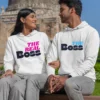 Customized Couple Hoodies - The Boss & The Real Boss Hoodies, Matching Couple Hoodies for Valentine's Day, Personalized Couple Sweatshirts, Real Boss Couple Hoodies, Custom Matching Hoodies for Couples, Couples Valentine's Day Clothing, Personalized Couples Apparel