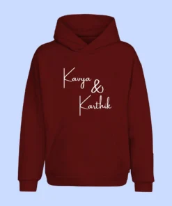 Personalised Matching Couple Hoodies featuring His and Hers names and initials, perfect for anniversaries or as a unique relationship gift. Stylish and unisex design for couples.