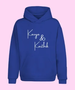 Personalised Matching Couple Hoodies featuring His and Hers names and initials, perfect for anniversaries or as a unique relationship gift. Stylish and unisex design for couples.