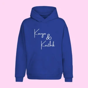 Personalised Matching Couple Hoodies featuring His and Hers names and initials, perfect for anniversaries or as a unique relationship gift. Stylish and unisex design for couples.