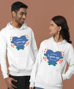 Personalized couple hoodies with custom names, perfect for just married couples – ideal Valentine's Day gifts for couple and anniversary celebrations.