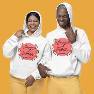 Personalized couple hoodies with custom names and wedding year, perfect Valentine's Day gifts for couple, custom couple gifts, and custom hoodies for couple.