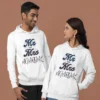 Personalised couple hoodies with Mr & Mrs design and custom family name, ideal Valentine's Day couple hoodies and personalised Valentine's Day gifts for couples.