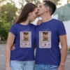 Custom Album Design T-Shirt featuring a Personalized Couple Photo and Single Portrait from a photo. A unique Custom T-Shirt with Photo, perfect for couples and special occasions.