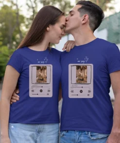 Custom Album Design T-Shirt featuring a Personalized Couple Photo and Single Portrait from a photo. A unique Custom T-Shirt with Photo, perfect for couples and special occasions.
