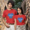 Customized couple t-shirts with custom names, perfect for pre-wedding photoshoots, anniversary gifts, and special celebrations. Ideal for couples celebrating milestones, brides and grooms, newlyweds, and those on vacations or getaways.