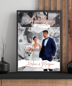Couples Anniversary Collage Frame – Custom Photo Collage Frame for Couples, Unique Anniversary Gifts for Him & Her, Personalized Anniversary Wall Frames for Couples – Custom Home Decor