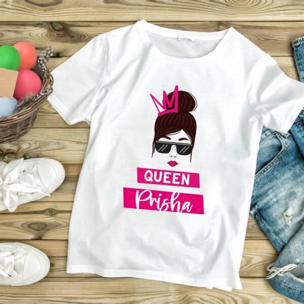 Personalized "Queen" Design Name T-Shirt for Kids – Custom Royal Tee for Girls - Image 4
