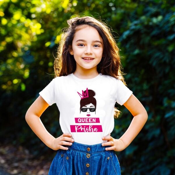 Personalized "Queen" Design Name T-Shirt for Kids – Custom Royal Tee for Girls