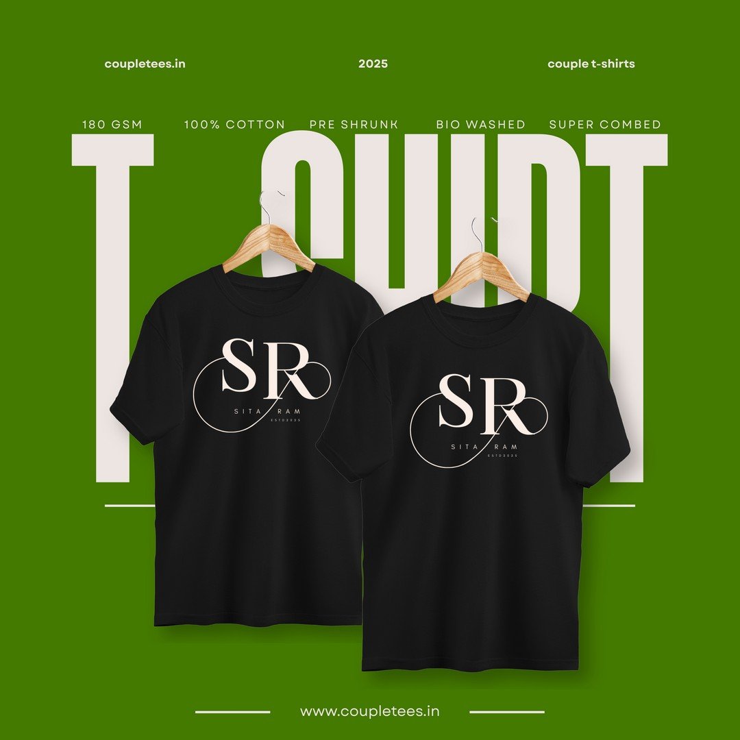 Custom Couple T-Shirts with Highlighted Initials & Full Names – Perfect for Pre-Wedding Shoots, Anniversaries & Gifts - Image 4