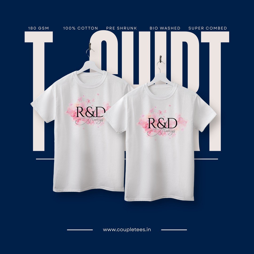Couple name t-shirts for pre-wedding photoshoots and anniversary gifts