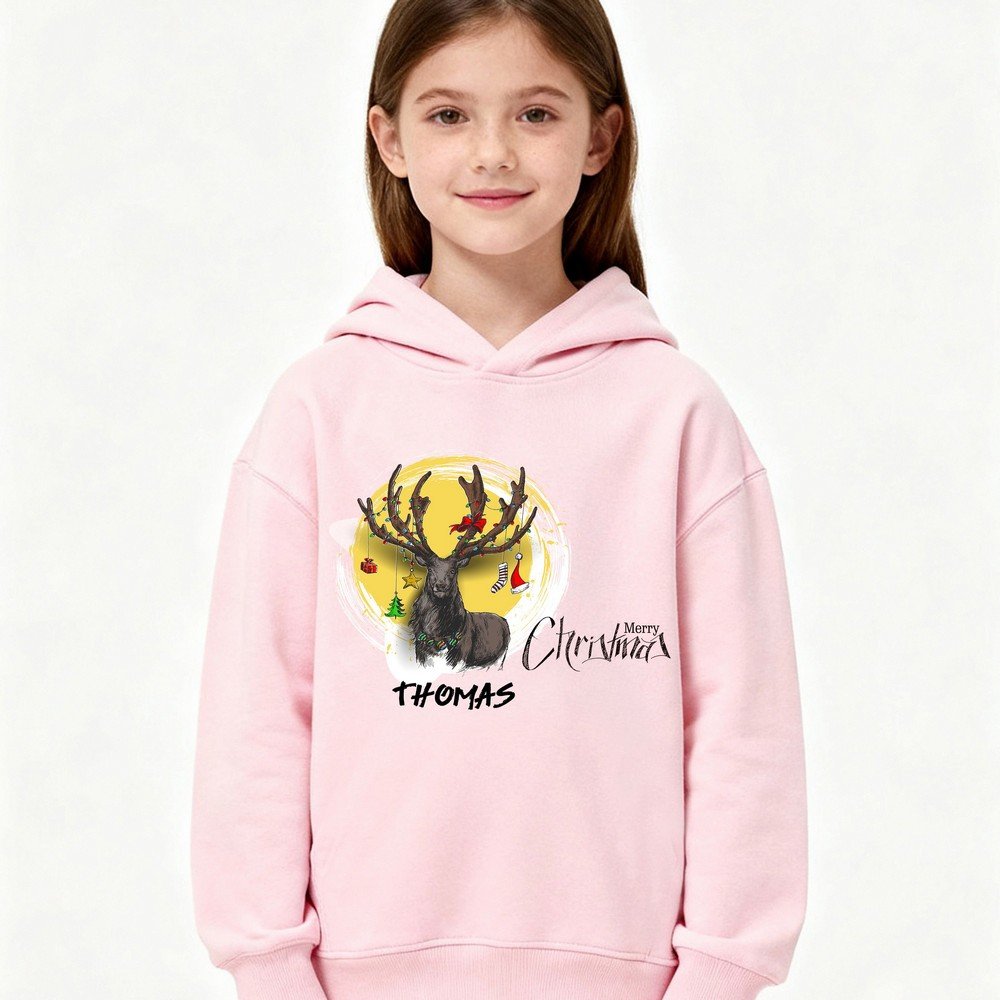 Kids Christmas hoodie with custom name – festive holiday hoodie for children, perfect Christmas gift for kids, cozy winter wear