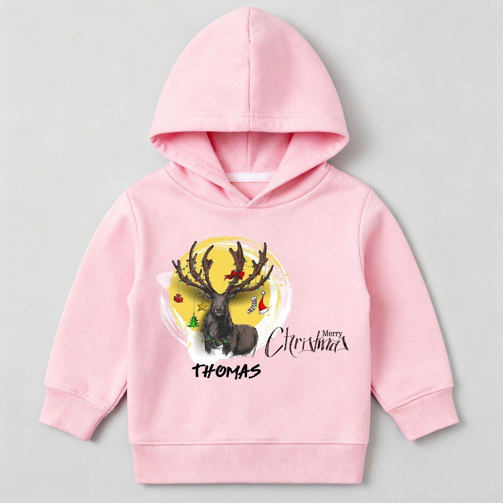 Kids Christmas hoodie with custom name – festive holiday hoodie for children, perfect Christmas gift for kids, cozy winter wear