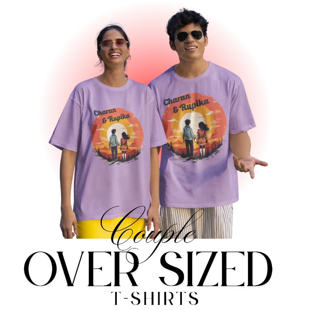 Couple custom matching oversized t-shirts – personalized oversized tees for couples