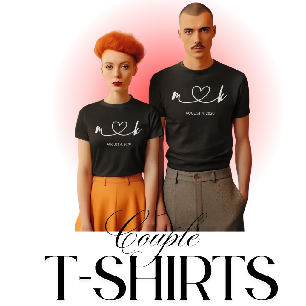 Couple custom name t-shirts – personalized matching t-shirts for couples